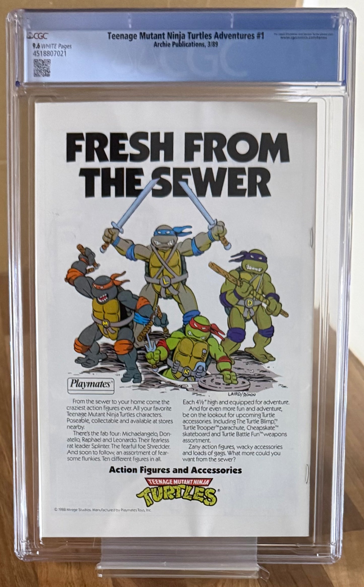 🔑 TEENAGE MUTANT NINJA TURTLES ADVENTURES #1 CGC 9.6 [ARCHIE COMICS] 1989