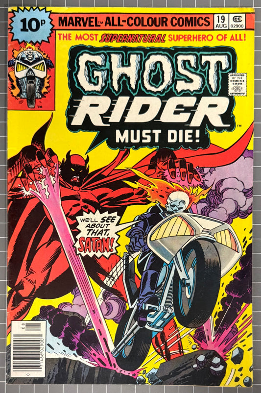 GHOST RIDER #19 [MARVEL COMICS] NEWSSTAND UK PRICE VARIANT 1976 FN+