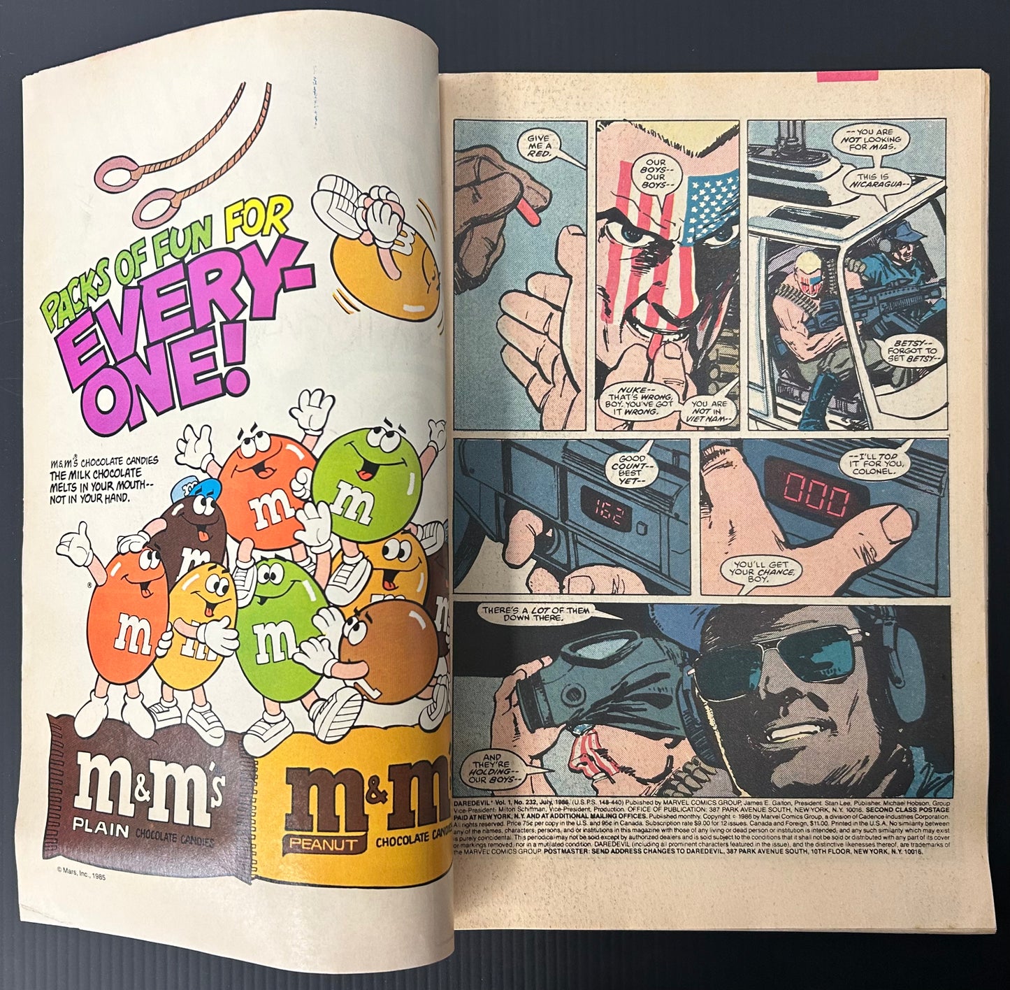 🔑 DAREDEVIL #232 [MARVEL COMICS] DIRECT *1ST APP. NUKE* 1986