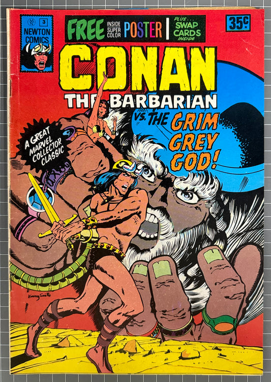 🔑 CONAN THE BARBARIAN #3 + POSTER/SWAP CARD [NEWTON COMICS] AUSTRALIAN 1975