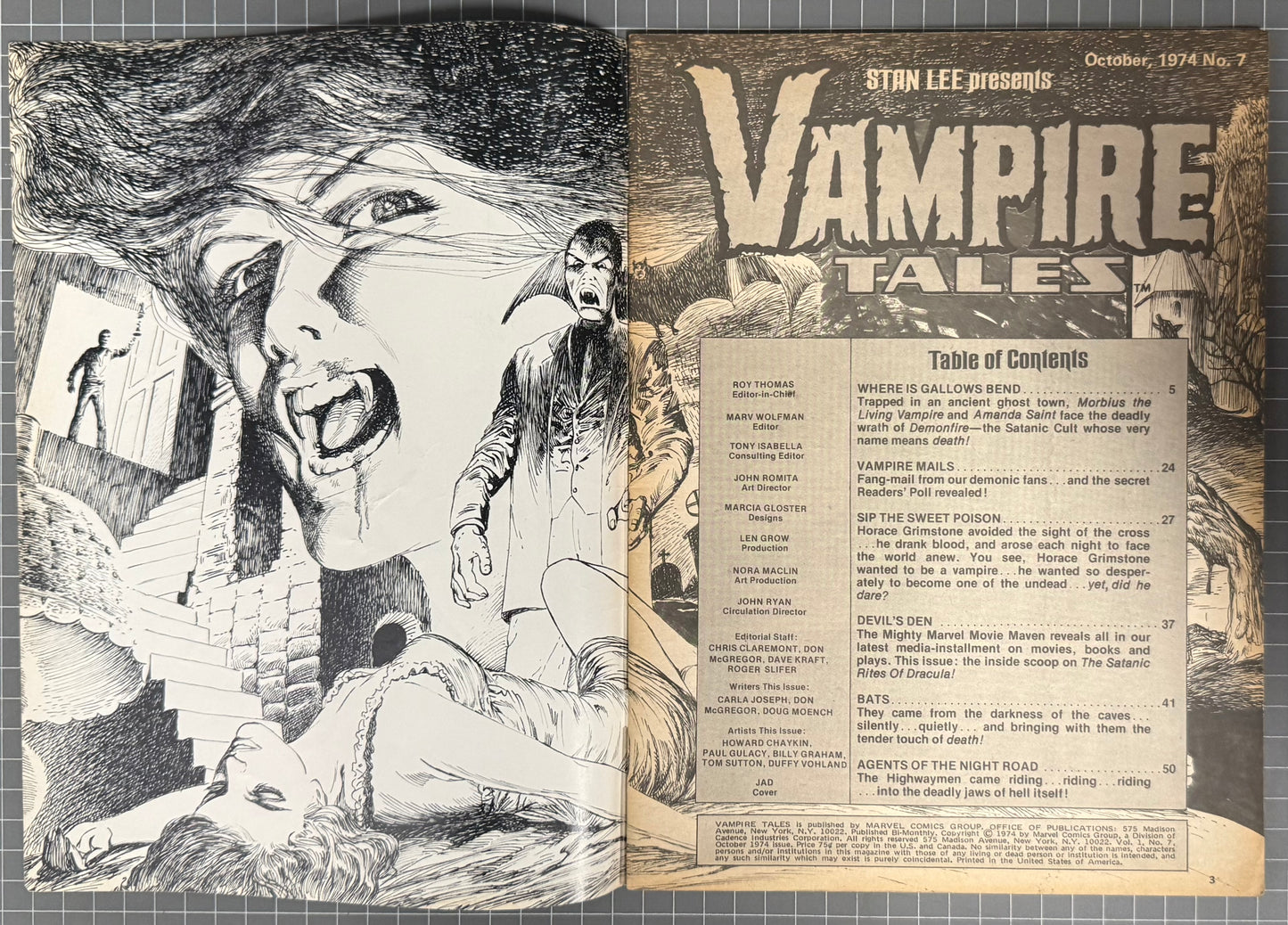 VAMPIRE TALES #7 [MARVEL] HORROR MAGAZINE 1974 FN-