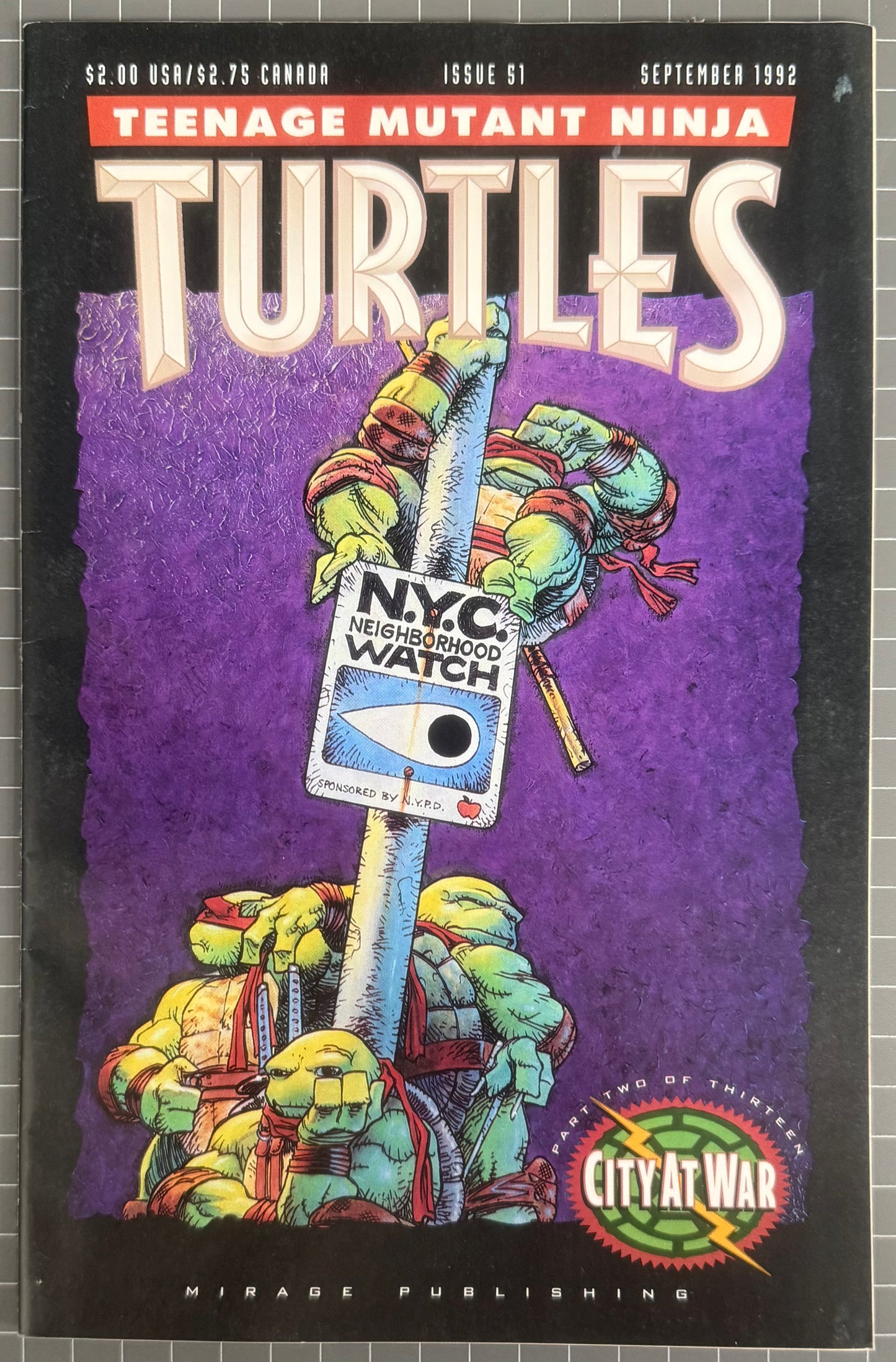🔑 TEENAGE MUTANT NINJA TURTLES #51 (TMNT) [MIRAGE] COMIC 1992 FN/VF