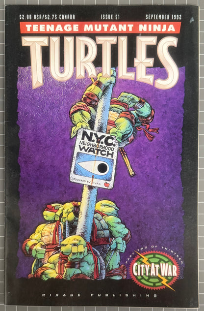 🔑 TEENAGE MUTANT NINJA TURTLES #51 (TMNT) [MIRAGE] COMIC 1992 FN/VF