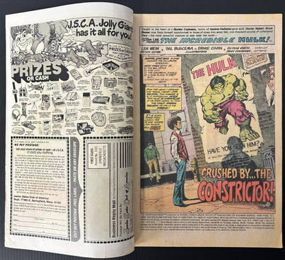 🔑 THE INCREDIBLE HULK #212 [MARVEL COMICS] *1ST APP. CONSTRICTOR* 1977 FN-