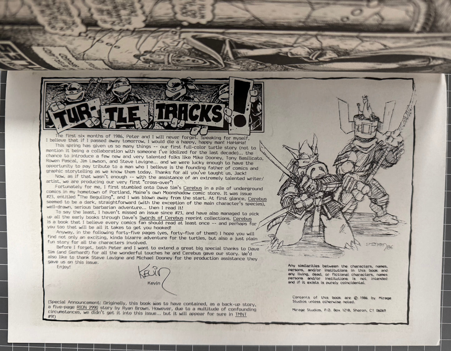 🔑 TEENAGE MUTANT NINJA TURTLES #8 (TMNT) [MIRAGE] COMIC *CEREBUS* 1986 VF+