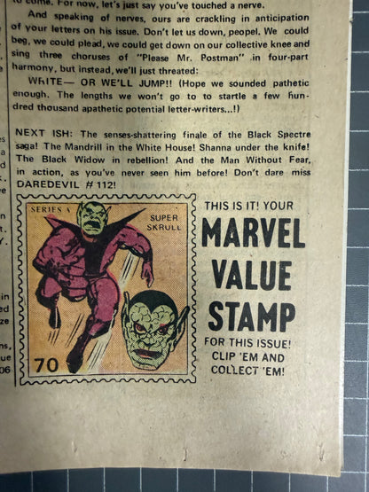 🔑 DAREDEVIL #111 [MARVEL COMICS] DIRECT *1ST APP. SILVER SAMURAI* 1974 FN