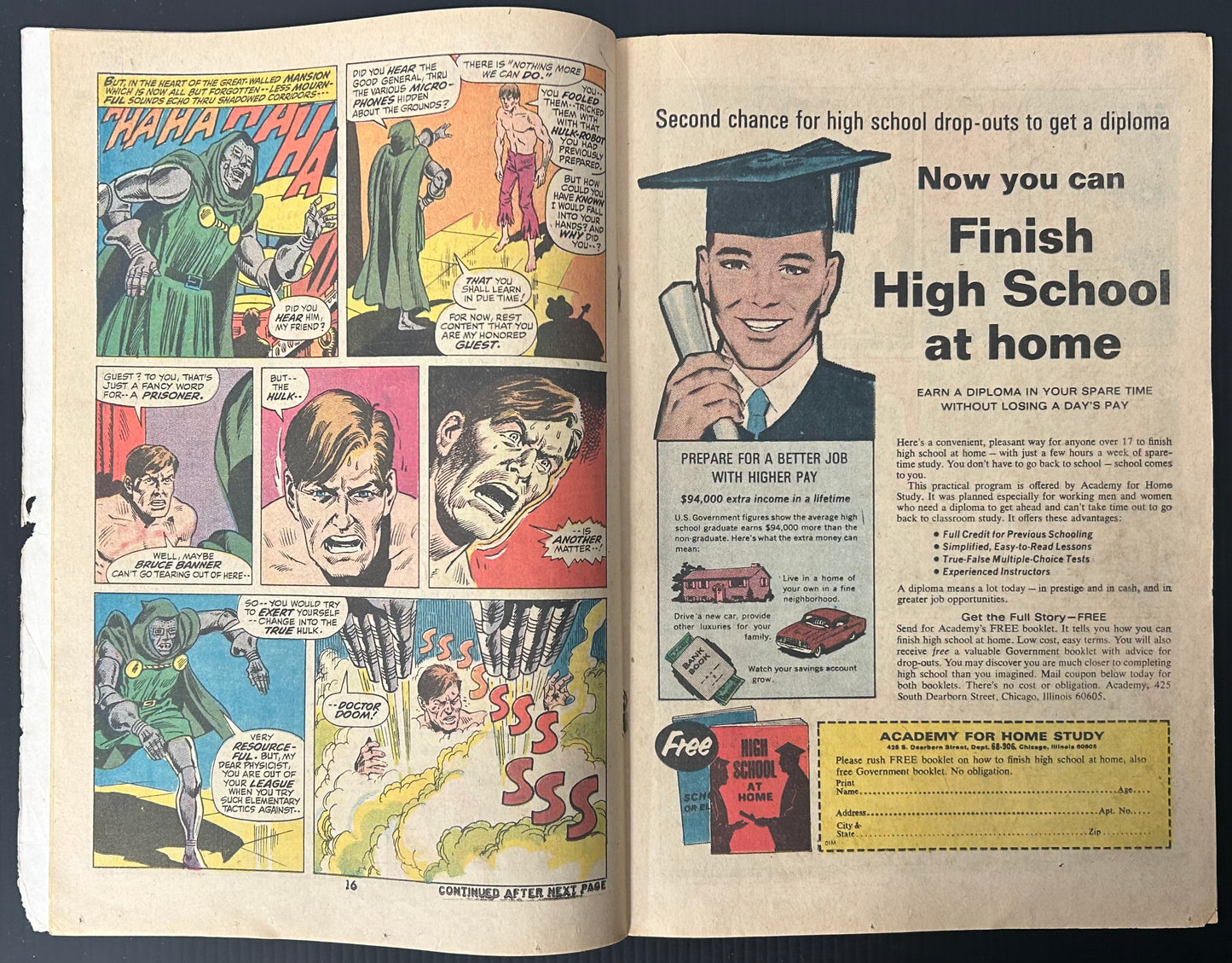 🔑 THE INCREDIBLE HULK #143 [MARVEL COMICS] *1ST MEET DOCTOR DOOM X HULK* 1971 VG-