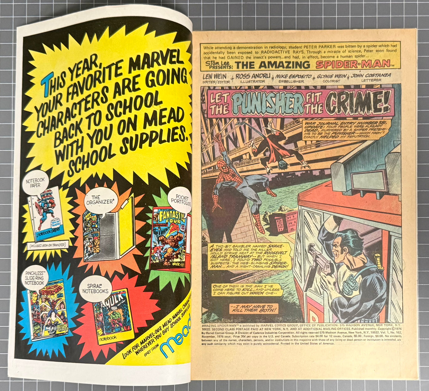 🔑 AMAZING SPIDER-MAN #162 [MARVEL COMICS] *1ST FULL APP. JIGSAW* 1976 FN