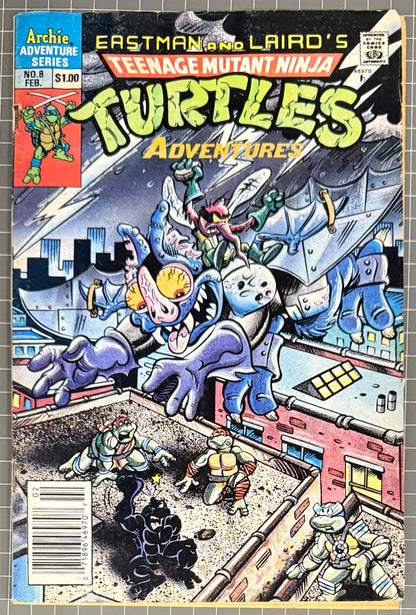 🔑 TEENAGE MUTANT NINJA TURTLES ADVENTURES #8 [ARCHIE] NEWSSTAND COMIC 1990 VG
