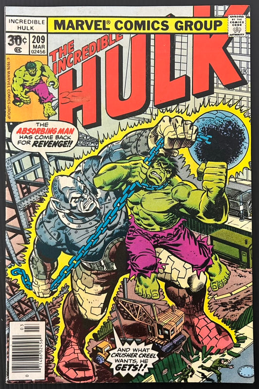 THE INCREDIBLE HULK #209 [MARVEL COMICS] NEWSSTAND 1977 FN/VF