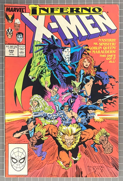 🔑 UNCANNY X-MEN #240 [MARVEL COMICS] DIRECT 1989 FN+