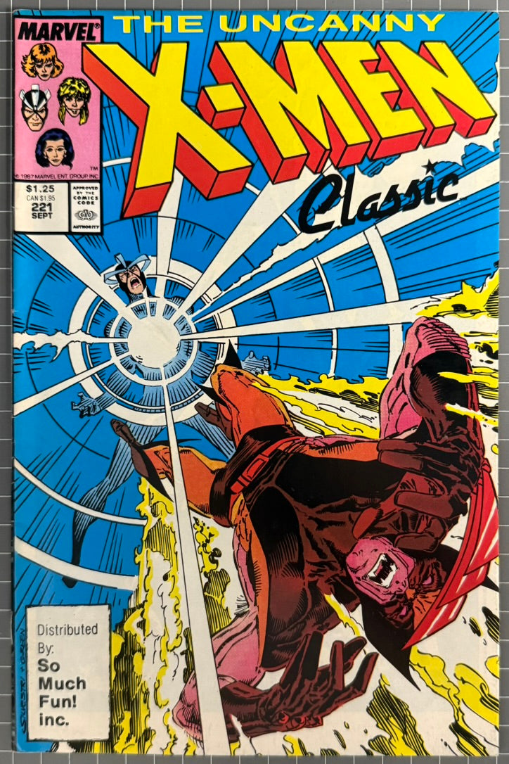 🔑 UNCANNY X-MEN CLASSIC #221 (MARVEL SO MUCH FUN) COMIC *1ST MR SINISTER* 1987