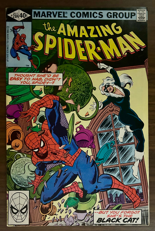 🔑 THE AMAZING SPIDER-MAN #204 [MARVEL COMICS] DIERCT *BLACK CAT DEBUT* 1980 VF-