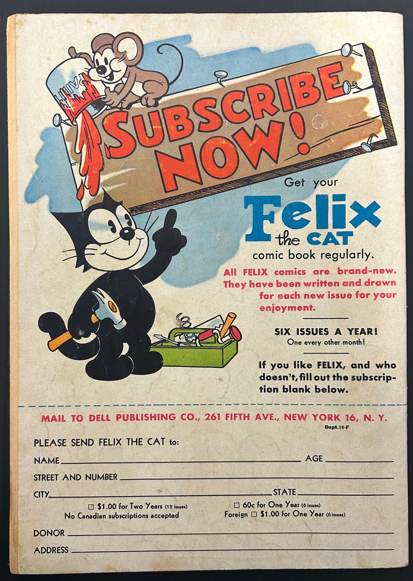 FELIX THE CAT #5 [DELL COMICS] DIRECT 1945 VG