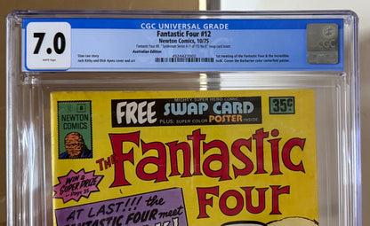🔑 THE FANTASTIC FOUR #8 (#12) CGC 7.0 + POSTER + SWAP CARD [NEWTON COMICS] AUSTRALIAN MARVEL 1975