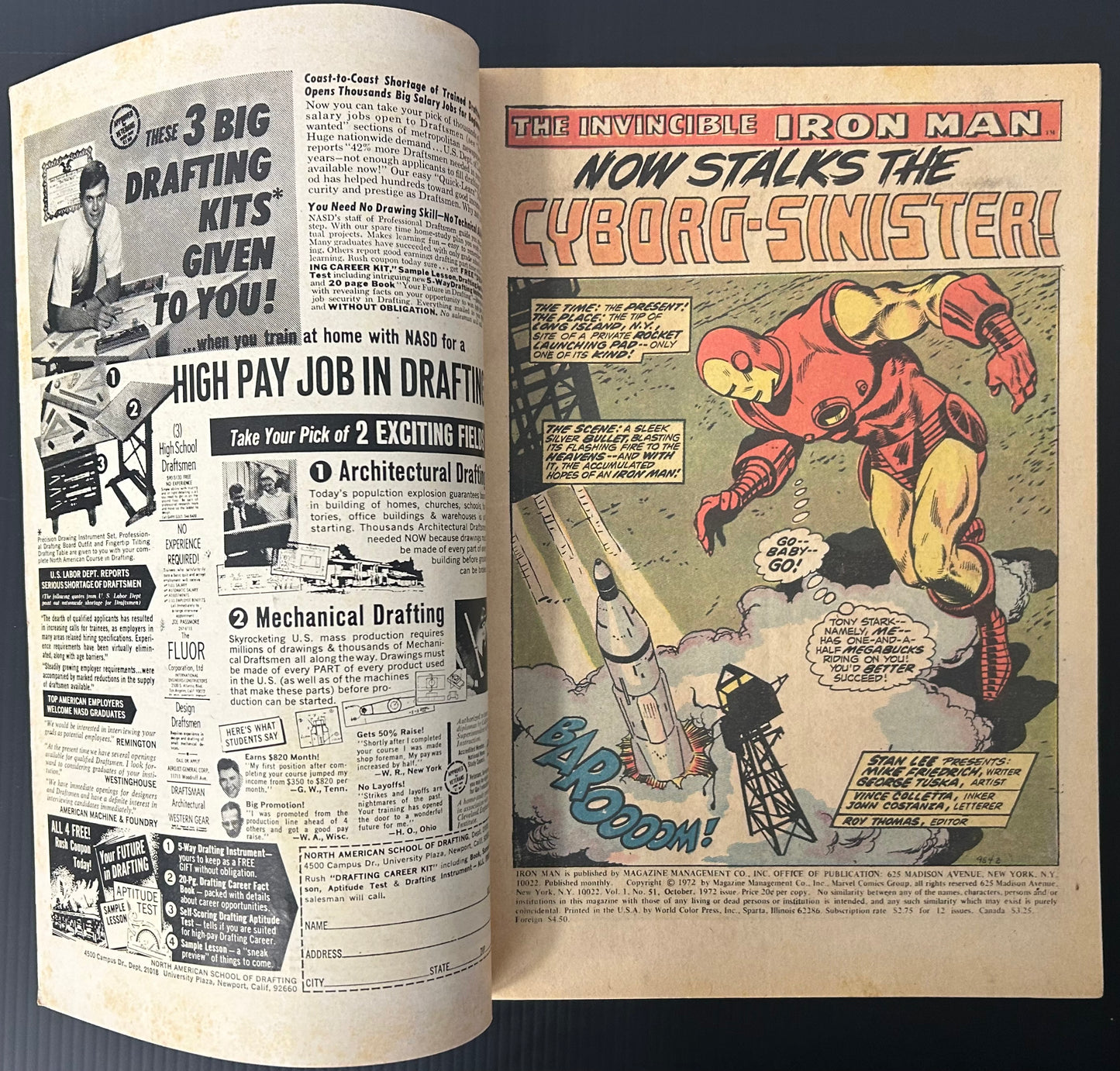 IRON MAN #51 [MARVEL COMICS] DIRECT 1972 FN