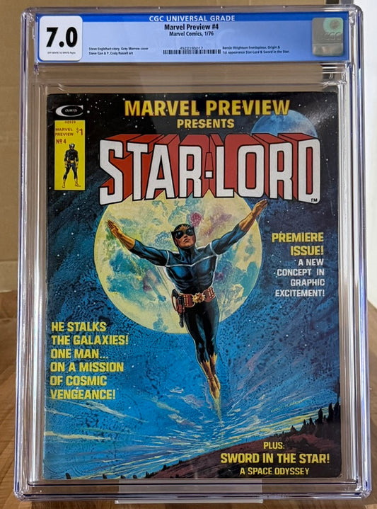 🔑 MARVEL PREVIEW #4 CGC 7.0 [MARVEL COMICS] MAGAZINE *1ST APP. STAR-LORD* 1976