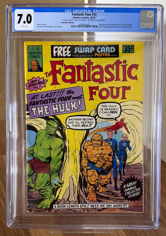 🔑 THE FANTASTIC FOUR #8 (#12) CGC 7.0 + POSTER + SWAP CARD [NEWTON COMICS] AUSTRALIAN MARVEL 1975