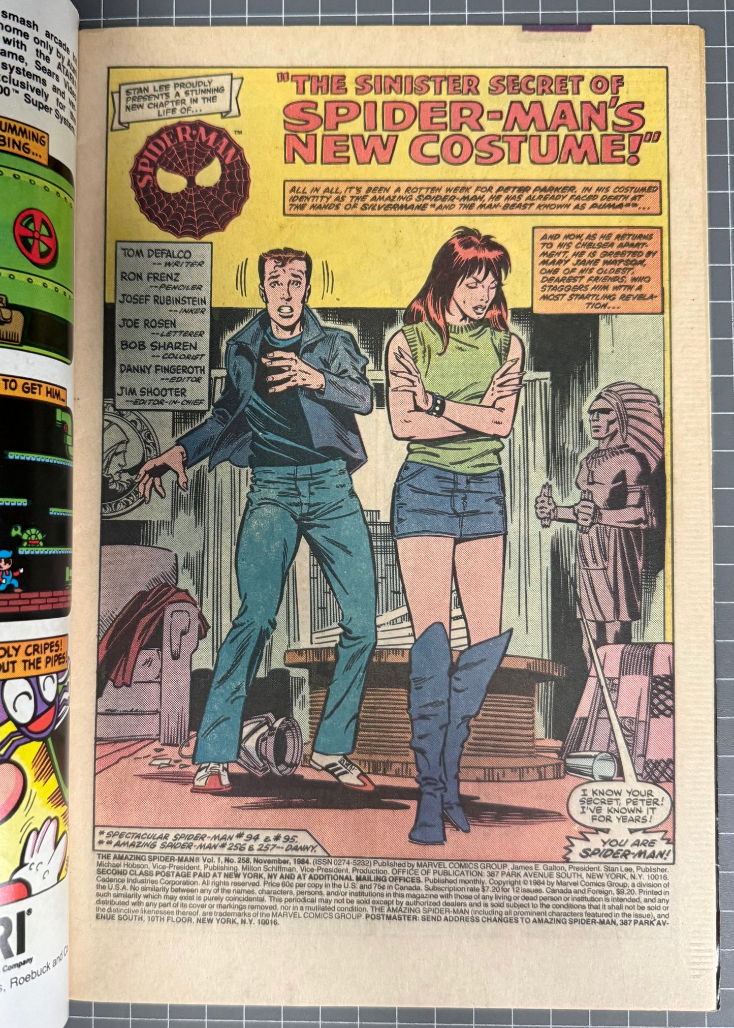🔑 AMAZING SPIDER-MAN #258 [MARVEL COMICS] DIRECT *NEW COSTUME* 1984 VF-