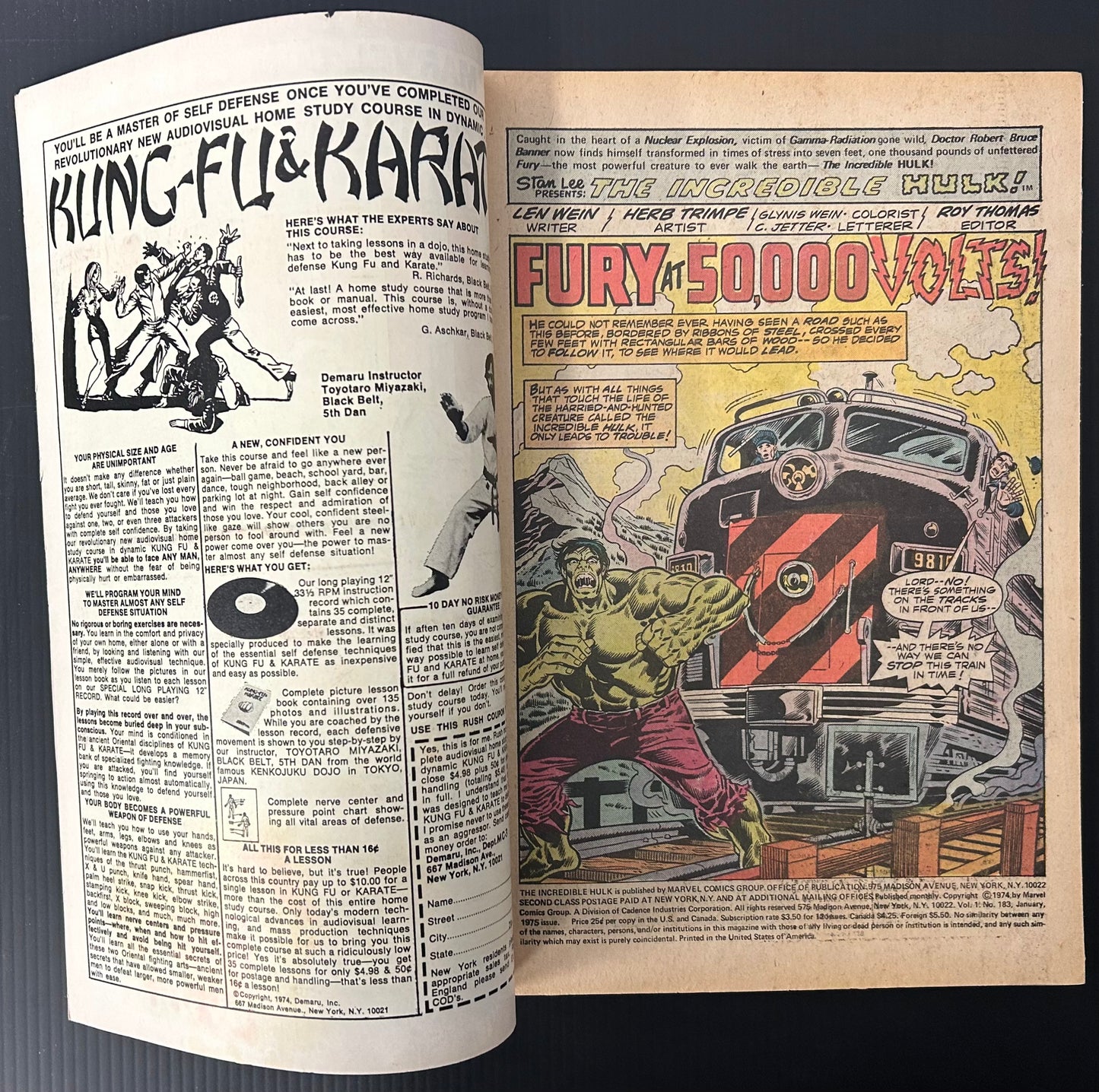 🔑 THE INCREDIBLE HULK #183 [MARVEL COMICS] DIRECT *2ND APP. ZZZAX* 1975 FN/VF
