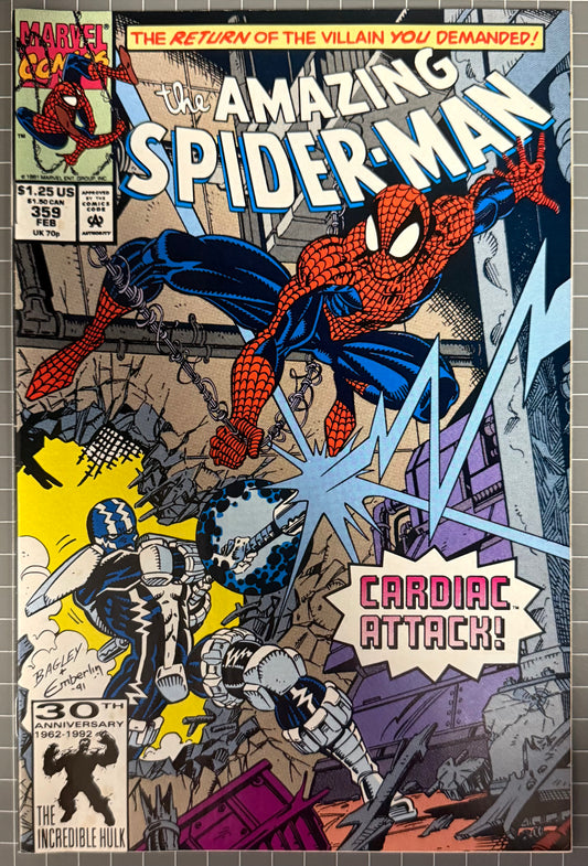 🔑 THE AMAZING SPIDER-MAN #359 [MARVEL COMICS] *1ST APP. CARNAGE* 1992 VF/NM