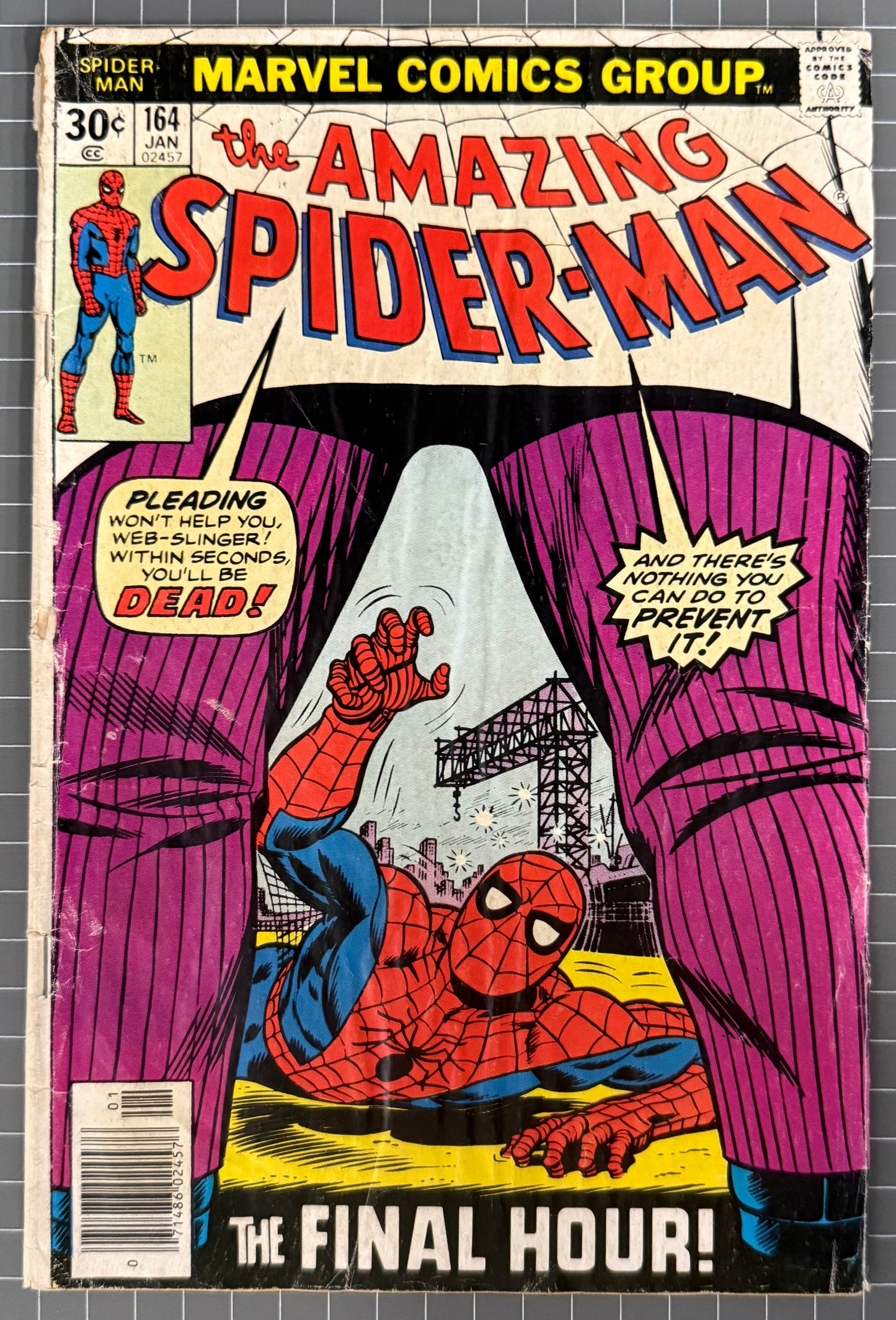 🔑 AMAZING SPIDER-MAN #164 [MARVEL COMICS] *JOHN ROMITA KINGPIN COVER* 1977 GD-
