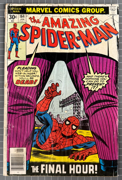 🔑 AMAZING SPIDER-MAN #164 [MARVEL COMICS] *JOHN ROMITA KINGPIN COVER* 1977 GD-