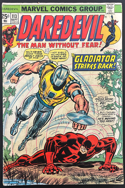 🔑 DAREDEVIL #113 [MARVEL COMICS] DIRECT *1ST APP. DEATH-STALKER* 1974 VG-