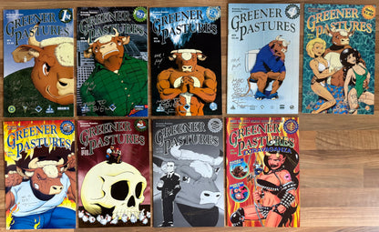 GREENER PASTURES COMPLETE SERIES #1-7 + EXTRAVAGAZNA #1 *SIGNED* [KRONOS KOMICS]