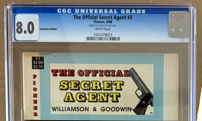 OFFICIAL SECRET AGENT #3 [PIONEER] CGC 8.0 *FROM THE ESTATE OF LEE FALK* 1988