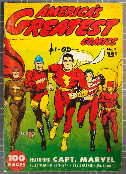 🔑 FLASHBACK #25: AMERICA'S GREATEST COMICS #1 [DYNAPUBS - FAWCETT] 1975 VG/FN