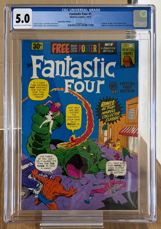 🔑 FANTASTIC FOUR #1 + POSTER CGC 5.0 [NEWTON COMICS] AUSTRALIAN MARVEL 1975