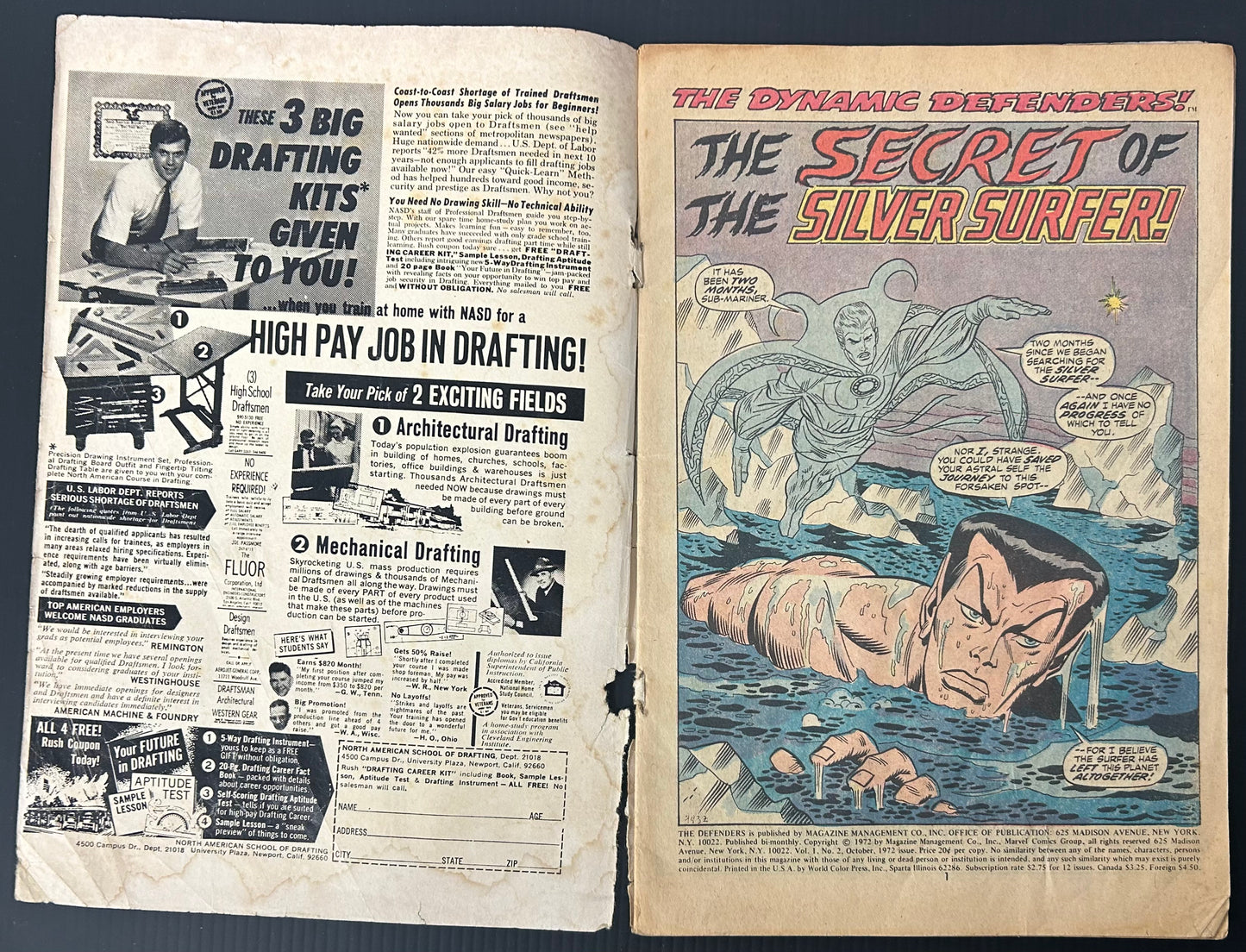 🔑 THE DEFENDERS #2 [MARVEL COMICS] DIRECT *SILVER SURFER JOINS THE DEFENDERS* 1973