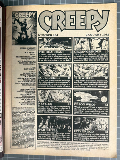 CREEPY #134 [WARREN] HORROR COMIC MAGAZINE 1982 FN/VF