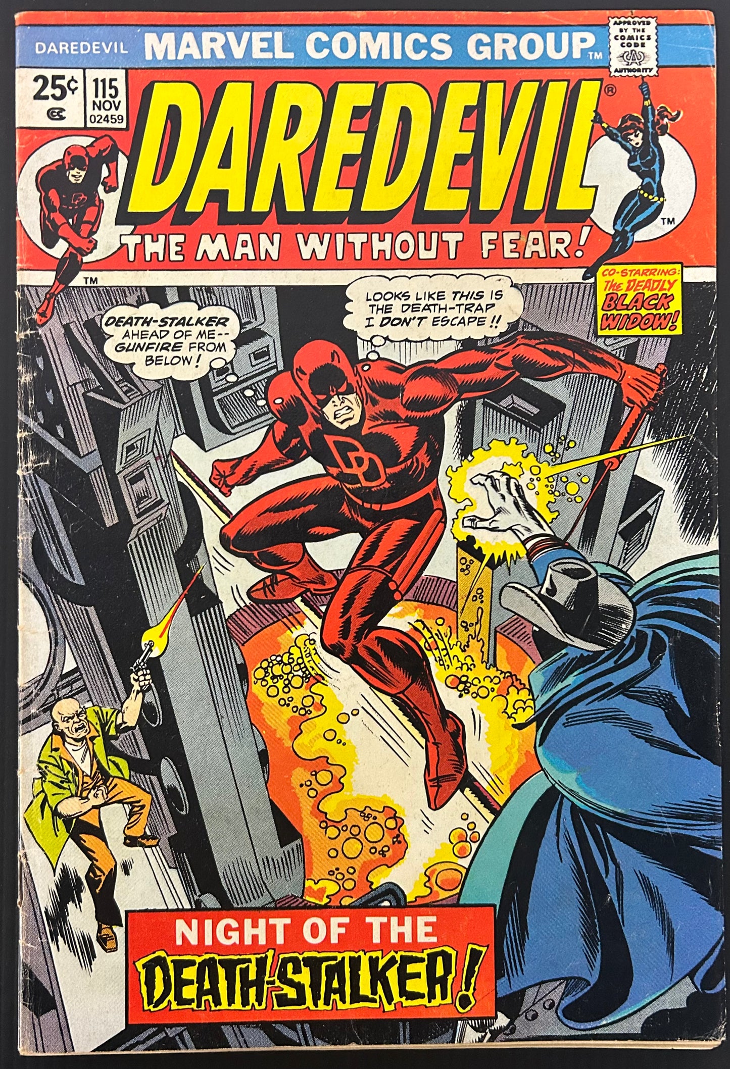 🔑 DAREDEVIL #115 [MARVEL COMICS] DIRECT *AD FOR INCREDIBLE HULK* 1974 VG/FN