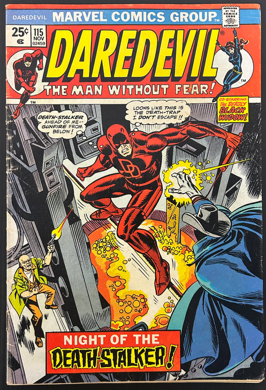 🔑 DAREDEVIL #115 [MARVEL COMICS] DIRECT *AD FOR INCREDIBLE HULK* 1974 VG/FN