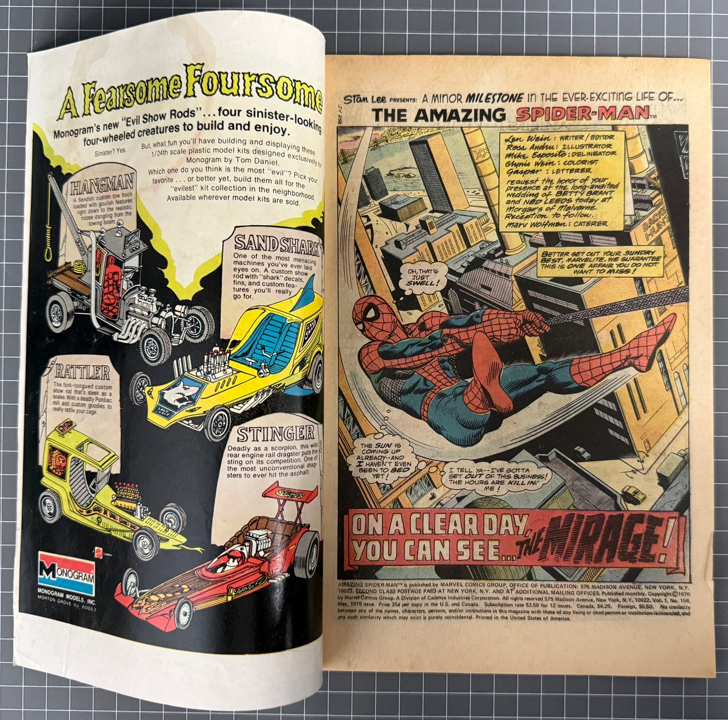 🔑 THE AMAZING SPIDER-MAN #156 [MARVEL COMICS] *1ST APP. MIRAGE* 1976 VG/FN