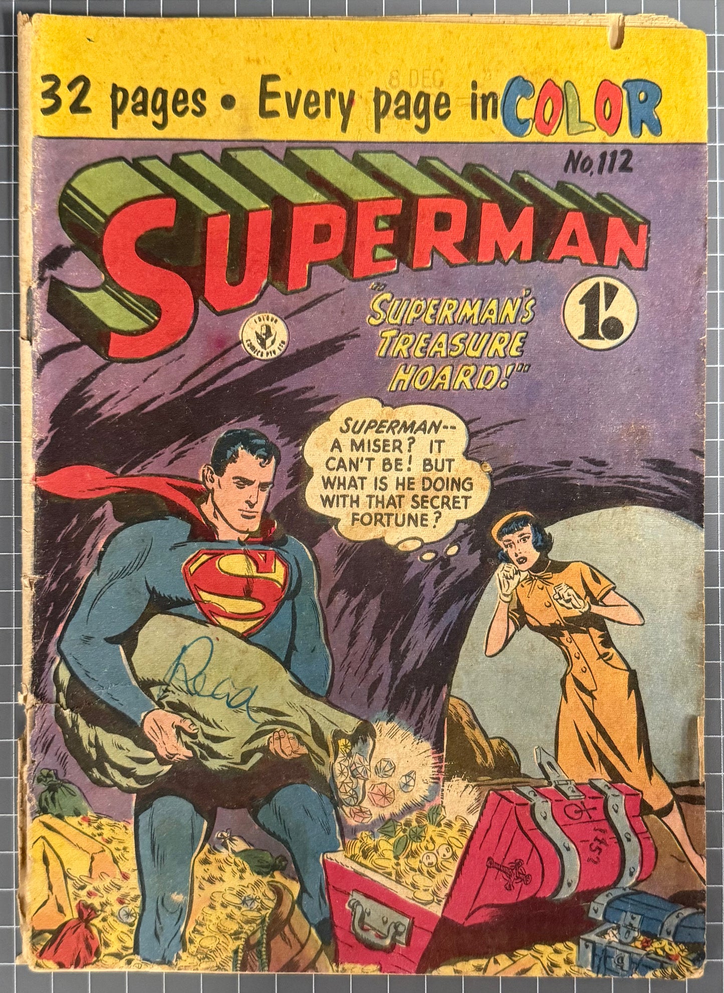 SUPERMAN #112 [COLOUR COMICS] AUSTRALIAN PRE-DECIMAL *SCARCE* 1956