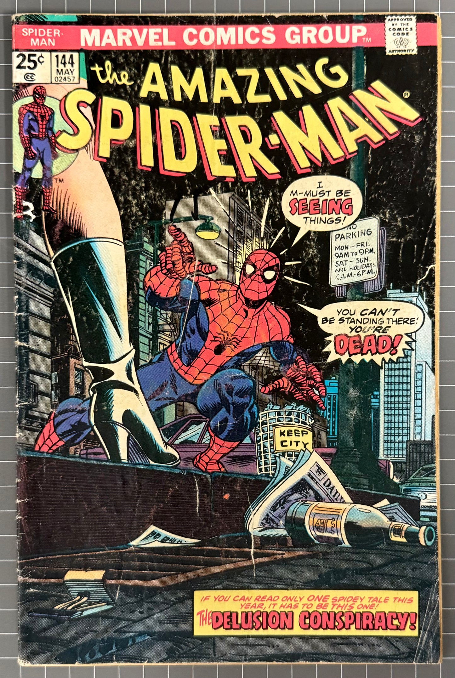 🔑 AMAZING SPIDER-MAN #144 [MARVEL COMICS] *1ST APP. GWEN STACY CLONE* 1975 GD