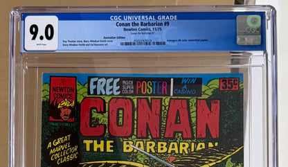 CONAN THE BARBARIAN #7 + POSTER CGC 9.0 [NEWTON COMICS] AUSTRALIAN MARVEL 1975