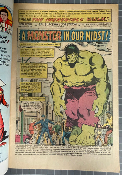 THE INCREDIBLE HULK #208 [MARVEL COMICS] NEWSSTAND 1977 FN/VF