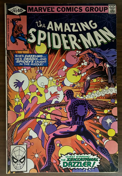 🔑 THE AMAZING SPIDER-MAN #203 [MARVEL COMICS] DIRECT *3RD APPR DAZZLER* 1980 FN/VF