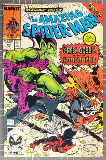 🔑 AMAZING SPIDER-MAN #312 [MARVEL COMICS] HOBGOBLIN VS GREEN GOBLIN 1989 FN+
