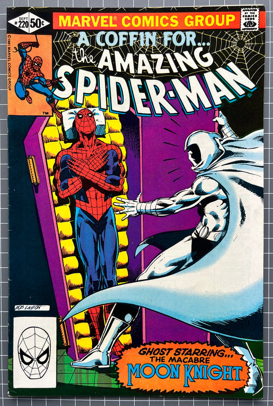 🔑 THE AMAZING SPIDER-MAN #220 [MARVEL COMICS] *KEY APP.  MOON KNIGHT  1981 FN/VF