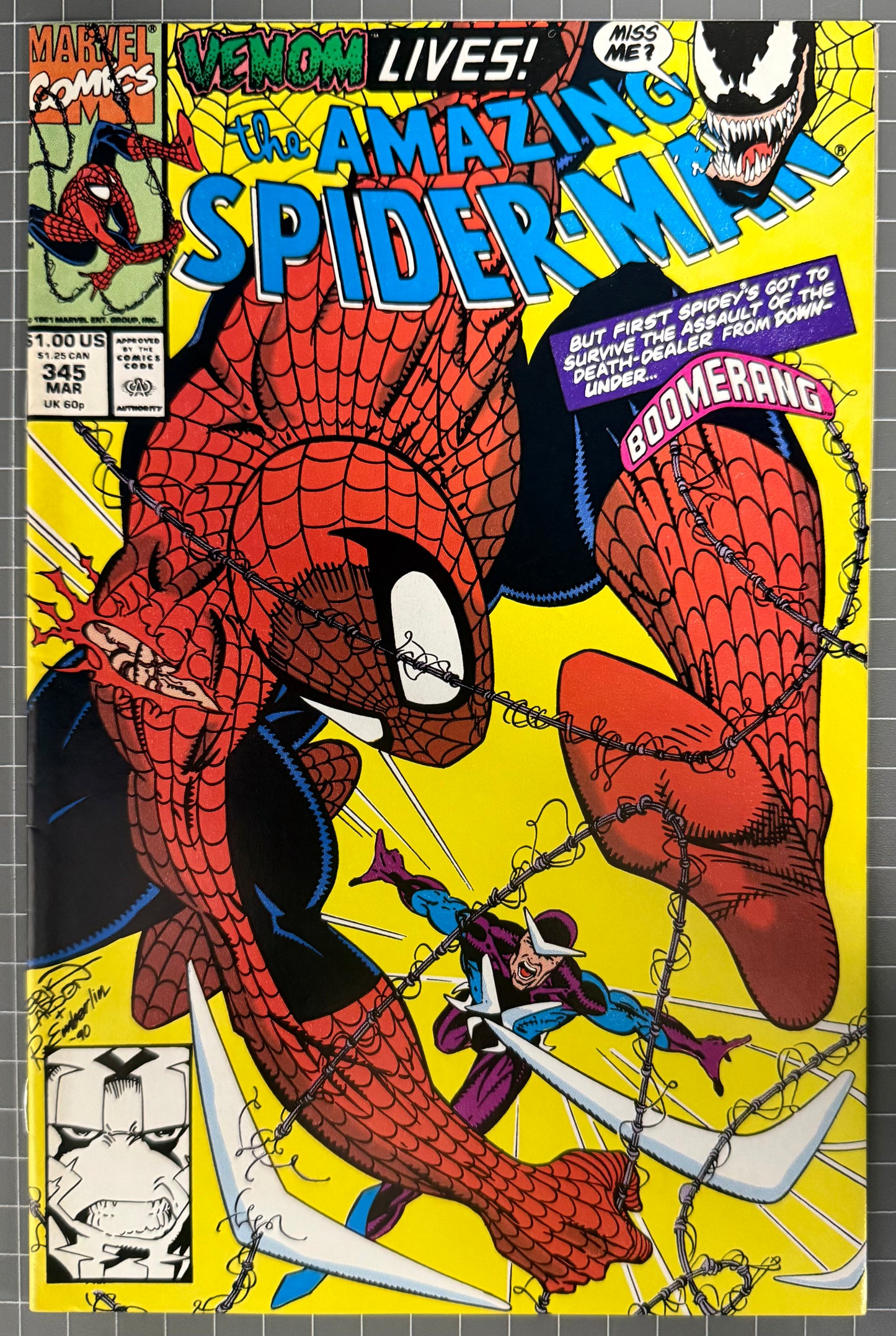 🔑 THE AMAZING SPIDER-MAN #345 [MARVEL COMICS] *CARNAGE DEBUT* 1991 VF