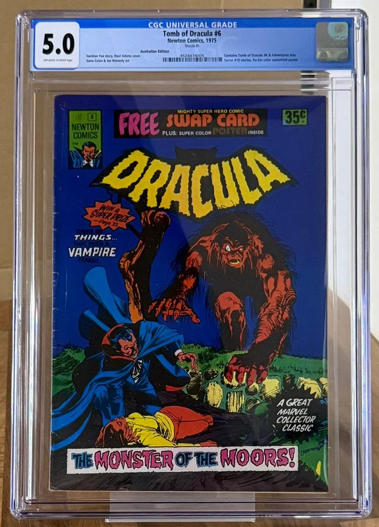 DRACULA #5 (#6) + POSTER + SWAP CARD CGC 5.0 [NEWTON COMICS] AUSTRALIAN 1975
