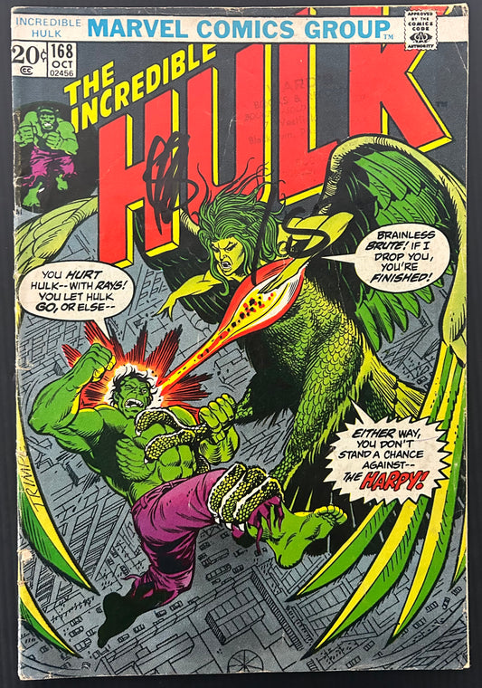🔑 THE INCREDIBLE HULK #168 [MARVEL COMICS] DIRECT *1ST APP. HARPY* 1973 GD+