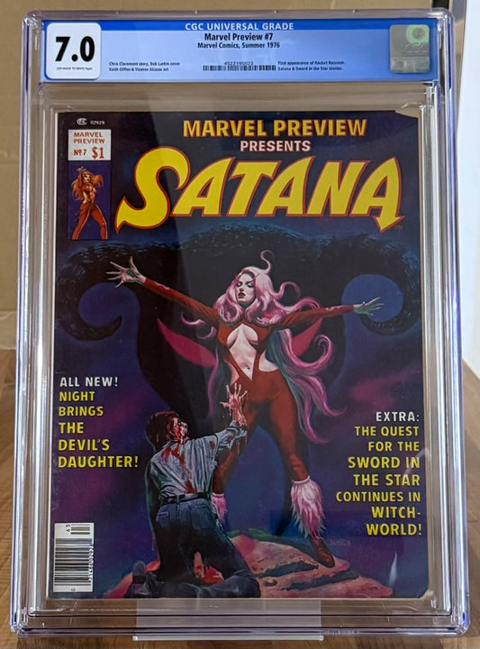 🔑 MARVEL PREVIEW #7 CGC 7.0 [MARVEL COMICS] *1ST APP. ROCKET RACCOON* 1976