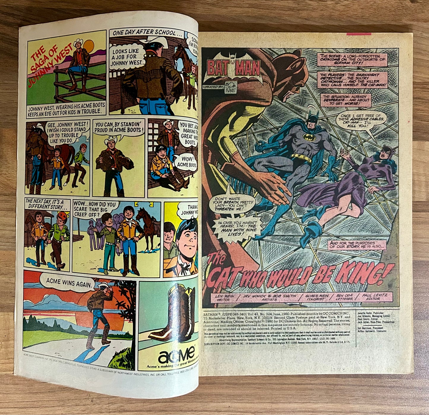 🔑 BATMAN #324 [DC COMICS] NEWSSTAND COMIC *COVER ART BY JIM APARO* 1980