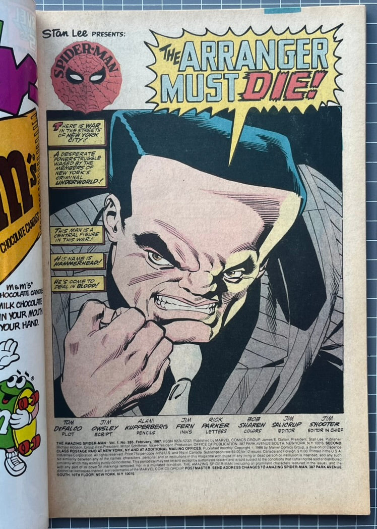 THE AMAZING SPIDER-MAN #285 [MARVEL COMICS] DIRECT 1987 FN/VF